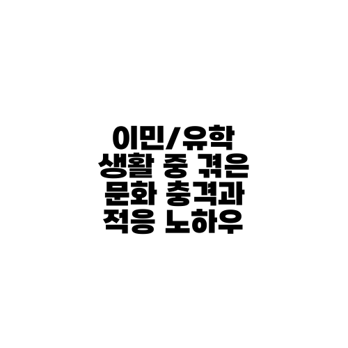 이민/유학 생활 중 겪은 문화 충격과 적응 노하우