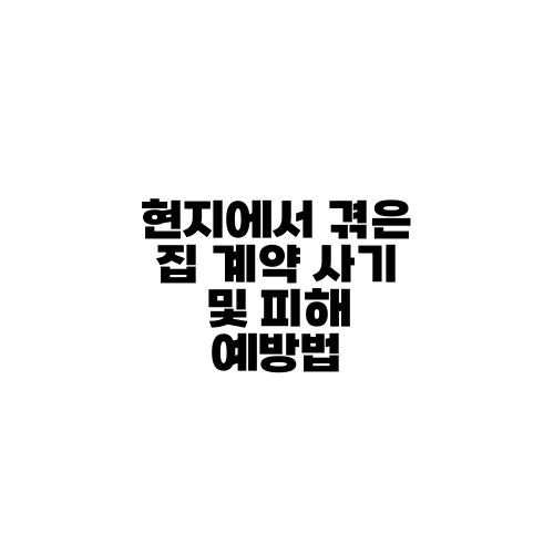 현지에서 겪은 집 계약 사기 및 피해 예방법