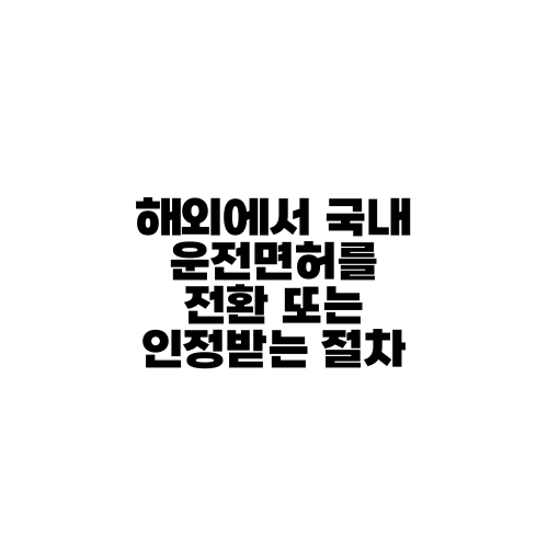 해외에서 국내 운전면허를 전환 또는 인정받는 절차